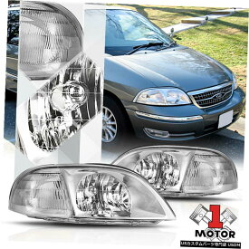 ヘッドライト 99-03フォードウインドスター用クロームハウジングヘッドライトランプクリア信号反射 Chrome Housing Headlight Lamp Clear Signal Reflector for 99-03 Ford Windstar