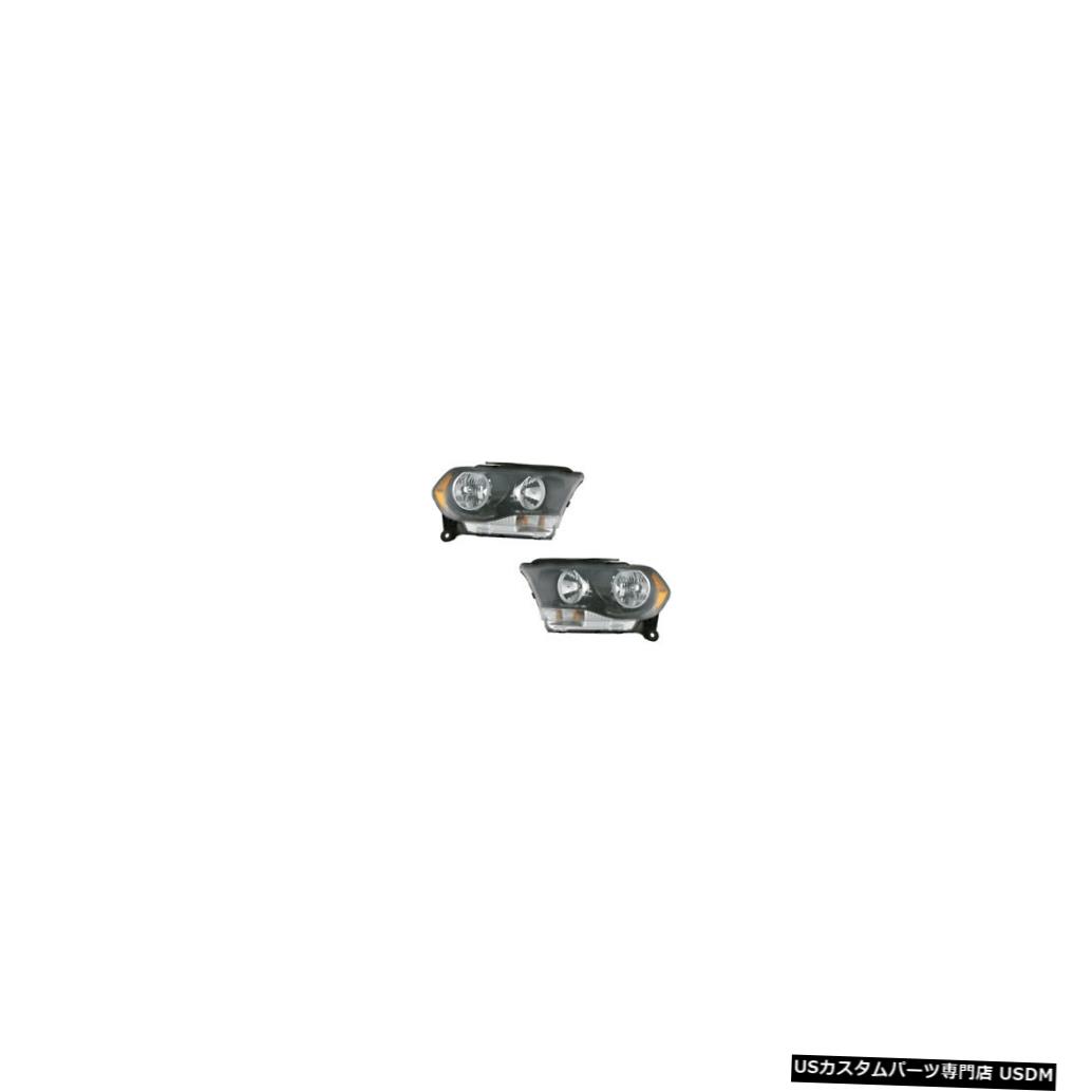 ヘッドライト  11-13 Dodge Durango Driver  Passenger Halogen Black Rim Headlights Lamps Pair
