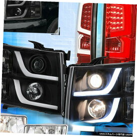 テールライト 07-13シェビーシルバラードブラックDrlヘッドライト赤白Ledテールライト+フォグ For 07-13 Chevy Silverado Black Drl Headlights Red White Led Tail Lights + Fogs