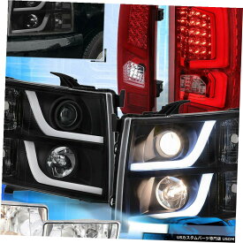 テールライト 07-13シボレーシルバラードブラックDrlヘッドライト赤Ledテールライト+フォグ For 07-13 Chevrolet Silverado Black Drl Headlights Red Led Tail Lights + Fogs