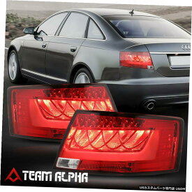 テールライト Fits 2005-2008 Audi A6/S6 C6 &lt;NEON TUBE LED BAR&gt; Red/Clear Brake Lamp Tail Light