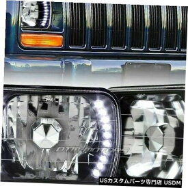 Headlight 7 "x6" H6014 H6052 H6054白色LEDダイヤモンドカットブラックハウジングヘッドライトシボレー 7"x6" H6014 H6052 H6054 White LED Diamond Cut Black Housing Headlights CHEVROLET