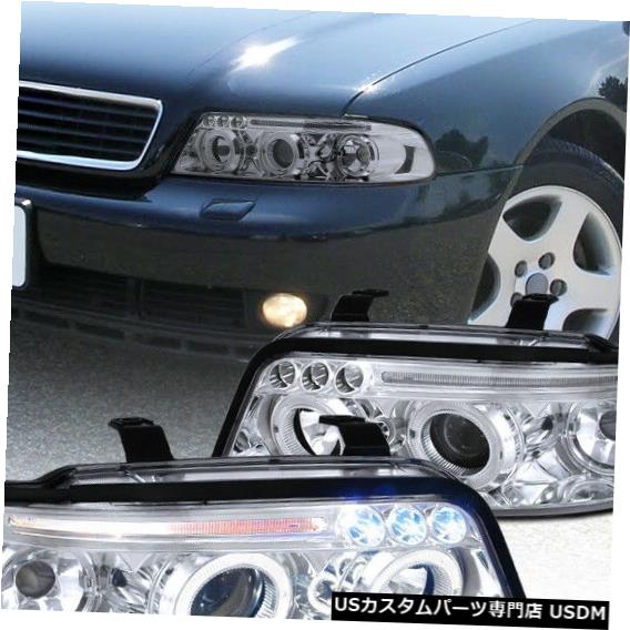 Headlight 99-01アウディA4デュアルLED Haloプロジェクターヘッドライトペアの交換用  For 99-01 Audi A4 Dual LED Halo Projector Headlights Pair Replacement
