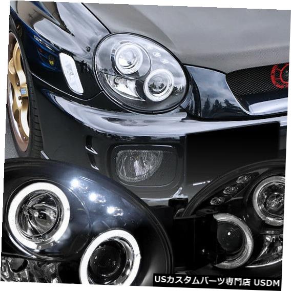注目の福袋をピックアップ！Headlight 2002-2003スバルインプレッサWRX RS LEDデュアルハロプロジェクターヘッドライトブラック  For 2002-2003 Subaru Impreza WRX RS LED Dual Halo Projector Headlights Black