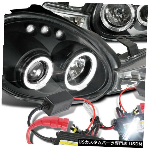 Headlight 2000-2002ダッジネオンLEDハロープロジェクターヘッドライトランプブラック+ H1スリムHID For 2000-2002 Dodge Neon LED Halo Projector Headlights Lamps Black+H1 Slim HID