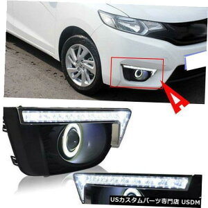 Front Bumper Cover ホンダフィットジャズ2014-2015用DRLフォグランプキットCOBエンジェルアイバンパーカバーレンズ DRL Fog Lights Kit COB Angel Eye Bumper Cover Lens For Honda Fit Jazz 2014-2015