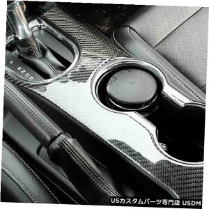 �R���\�[���J�o�[ Mustang 15-19�p�̃J�[�{���t�@�C�o�[�J�b�v�z���_�[�M�A�V�t�g�R���\�[���p�l���g�����J�o�[ Carbon Fiber Cup Holder Gear Shift Console Panel Trim Cover For Mustang 15-19 �y���s�A���i�z