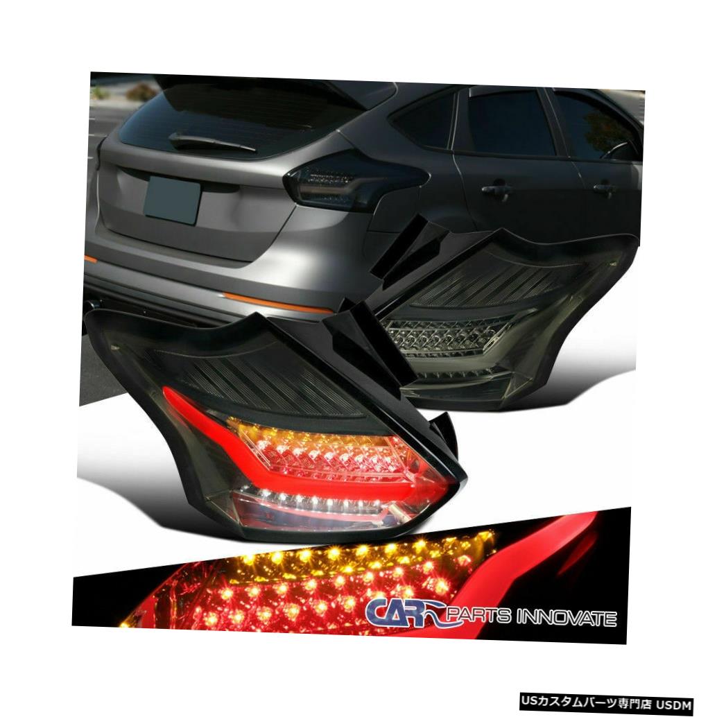 Tail light 15-18フォードフォーカスハッチバックLEDクローム煙リアテールライトブレーキランプ  For 15-18 Ford Focus Hatchback LED Chrome Smoke Rear Tail Lights Brake Lamps