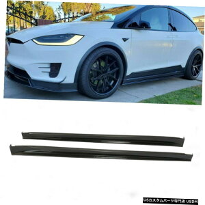 GAp[c eXfX 4Door 2016N2018N̂߂̃J[{t@Co[TChXJ[gbvtBbg Carbon Fiber Side Skirt Extension Lip Fit for Tesla Model X 4Door 2016-2018