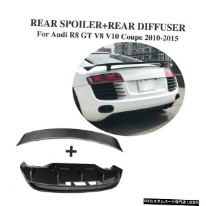 GAp[c AEfBR8 2010N2015N̂߂̃J[{t@Co[Aop[fBt[U[X|C[ECObvtBbg Carbon Fiber Rear Bumper Diffuser Spoiler Wing Lip Fit for Audi R8 2010-201
