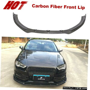 GAp[c AEfBA3 SCnb`obN2014N2015Ntgop[bvX|C[J[{t@Co[̂߂̓K Fit for Audi A3 S Line Hatchback 2014-2015 Front Bumper Lip Spoiler Carbon Fiber
