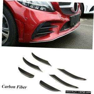 GAp[c J[{t@Co[tgop[tBDplittertBbĝ߂̃xcW206 C300X|[c2019UP 6PCS Carbon Fiber Front Bumper Fins Dplitter Fit For Benz W206 C300 Sport 2019UP 6PCS