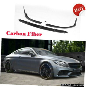 �G�A���p�[�c �Ԃ̃t�����g���b�v�X�|�C���[�t�B�b�g���̂��߂̃x���cC�N���XC205 C63 AMG 2-D 15-17�J�[�{���t�@�C�o�[ Car Front Lip Spoiler Fit For Benz C-Class C205 C63 AMG 2-D 15-17 Carbon Fiber �y���s�A���i