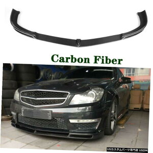 �G�A���p�[�c �x���cW204 C63 AMG 2012�N����2014�N�J�[�{���t�@�C�o�[�C���̂��߂̃t�����g�o���p�[���b�v�X�|�C���[�t�B�b�g Front Bumper Lip Spoiler Fit for Benz W204 C63 AMG 2012-2014 Carbon Fiber Refit
