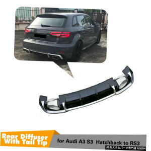 GAp[c Ԃ̃Aop[fBt[U[W /AEfBA3 SCS3nb`obN17-19̔rC̃qg Car Rear Bumper Diffuser W/ Exhaust Tips For Audi A3 S-line S3 Hatchback 17-19