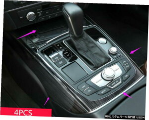 GAp[c AEfBA6 2012N2018NɂĂ4PCSubN`^ϑt[Jo[g 4PCS Black titanium Interior Gear Shift Frame Cover Trim For Audi A6 2012-2018