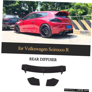 GAp[c VWVbRR 15-16Aop[fBt[U[GvtbvXvb^ANubN For VW Scirocco R 15-16 Rear Bumper Diffuser Apron Flaps Splitters Acrylic Black