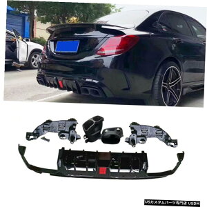 GAp[c xcW205 C300 C43 C63AMG14-19pAop[fBt[U[bv}t[̔rC̃qg Rear Bumper Lip Diffuser Muffler Exhaust Tips for Benz W205 C300 C43 C63AMG14-19