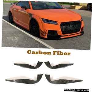 GAp[c AEfBTTRS 201618̂߂̃J[{t@Co[tgop[tBtF_[xgEBOXvb^[ Carbon Fiber Front Bumper Fins Fender Vent Wing Splitters for Audi TTRS 2016-18