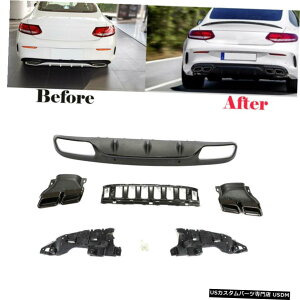 GAp[c ubNAop[fBt[U[X|C[W /xcC205 C300 C43 14-19̔rC̃qg Black Rear Bumper Diffuser Spoiler W/ Exhaust Tips For Benz C205 C300 C43 14-19