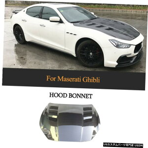 �G�A���p�[�c �J�[�{���t�@�C�o�[�t�[�h�{���l�b�g�̂ӂ��J�o�[�Ƀ}�Z���e�B�W�u��2014����20�t�����g�G���W���L���b�v Carbon Fiber Hood Bonnet Lid Cover For Maserati Ghibli 2014-20 Front Engine Cap