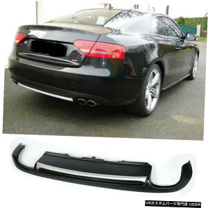GAp[c PUAop[fBt[U[X|C[AEfBA5N[y2009-11̂߂W /Vo[Xgbv PU Rear Bumper Diffuser Lower Spoiler W/ Silver Strip for Audi A5 Coupe 2009-11