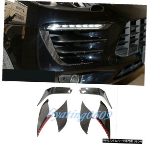 GAp[c J[{t@Co[tgtHOCgvCeAJo[ĝ߂Ƀ|VFE}J14-19 Real Carbon Fiber Front Fog Light Lamp Decor Cover Trim For Porsche Macan 14-19