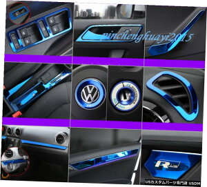 GAp[c 34PCSu[XeXJ[Ci[LbgJo[ĝ߂VWtHNX[QWFb^2013N2019N 34PCS Blue Stainless Car Inner Kit Cover Trim For VW Volkswagen Jetta 2013-2019