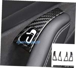 GAp[c ۂ̒Yf@ۃCi[hAA[Xg{^Jo[ĝ߂ɃeXf3 17-19 Real Carbon Fiber Inner Door Armrest Button Cover Trim For Tesla Model 3 17-19