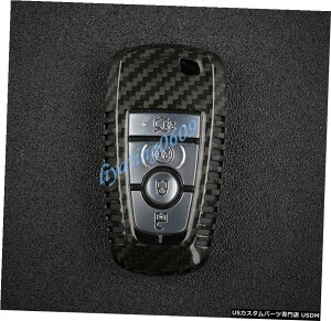 �G�A���p�[�c �u���b�N���A���J�[�{���t�@�C�o�[�ԃ����[�g�L�[�P�[�X�t�H�u�̃V�F���J�o�[�Ƀt�H�[�hF150 18-19 Black Real Carbon Fiber Car Remote Key Case Fob Shell Cover For Ford F150 18-19