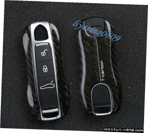 GAp[c ubNJ[{t@Co[[gL[P[XtHũVFJo[Ƀ|VFJCG201819 Black Carbon Fiber Remote Key Case Fob Shell Cover For Porsche Cayenne 2018-19