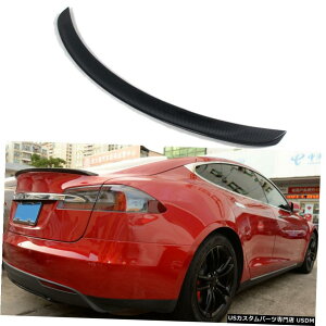 GAp[c eXfSZ_AgNX|C[ECÔubN12-19J[{t@Co[̏ꍇ For Tesla Model S Sedan Rear Trunk Spoiler Wing glossy Black 12-19 Carbon Fiber