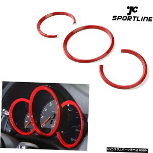 GAp[c |VFE}J2014-2020pABSbh_bV{[h[^[OJo[gfJ[3 ABS Red Dashboard Meter Ring Cover Trim Decal 3pcs for Porsche Macan 2014-2020