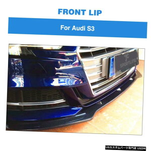 �G�A���p�[�c �A�E�f�BA3 SLINE S3�Z�_��2017�N����2020�N�t�����g�o���p�[���b�v�X�|�C���[�J�[�{���t�@�C�o�[�̂��߂̓K�� Fit For Audi A3 Sline S3 Sedan 2017-2020 Front Bumper Lip Spoiler Carbon Fiber