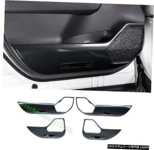 GAp[c g^RAV4 2019N2020N̂߂ɃJ[{t@Co[Ԃ̃hAA`LbNpbhg Carbon Fiber Interior Side Car Door Anti Kick Pad Trim For Toyota RAV4 2019-2020
