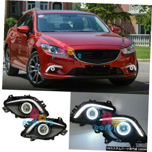GAp[c 2 * LEDzCgDRLtHOv+ COBpx̃vWFN^[Ƀ}c_6AeU2014?2016 2*LED White DRL Fog Light+COB Angle Eye Projector For Mazda 6 ATENZA 2014~2016