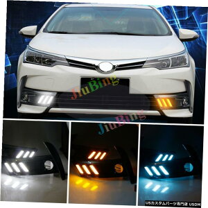 GAp[c g^J[ɂ2017zCg+u[+MruningăCgLEDtHOv For Toyota Corolla 2017 White+Blue+Turn Signal Daytime Runing Light LED Fog Lamp