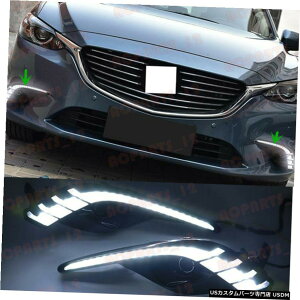 GAp[c }c_6 2017-2018izCg+CG[+u[LEDԂ̓Cgs邽߂ For Mazda 6 2017-2018 High Quality White+Yellow+Blue LED Daytime Running Light