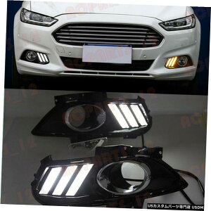 �G�A���p�[�c �t�H�[�h�����f??�I2013-2016�X�|�[�c�X�^�C���z���C�g+�C�G���[LED���ԑ��s�p���C�g�̏ꍇ For Ford Mondeo 2013-2016 Sport Style White+Yellow LED Daytime Running Lights �y���s�A���i�z