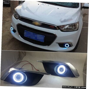 GAp[c V{[AxÎ߂COBGWFEACYvWFN^[ỸtHOvv2014-2015 COB Angel Eyes Projector Lens Fog Lights Lamp for Chevrolet Aveo 2014-2015