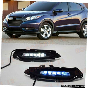GAp[c 2 *z_HRV̂߂2014N2018NzCg+CG[+u[L038; R LEDԂ̓Cgs܂ 2*For Honda HRV 2014-2018 White+Yellow+Blue LR LED Daytime Running Lights