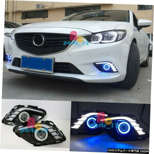 GAp[c 2014?2016 LEDzCgDRLtHOvu[COBpx̃vWFN^[Ƀ}c_6AeU LED White DRL Fog Lamp Blue COB Angle Eye Projector For Mazda 6 ATENZA 2014~2016