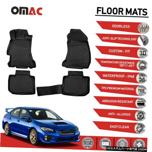 Floor Mat �X�o��WRXSTI 2015-2020�p�ɐ��`���ꂽ�t���A�}�b�g���C�i�[�u���b�N3D Floor Mats Liner Black 3D Molded For Subaru WRX STI 2015-2020 �y���s�A���i�z