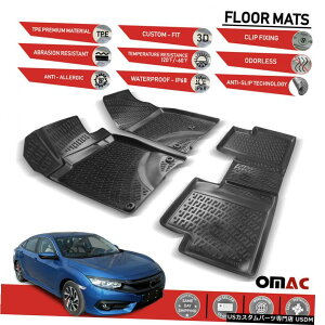 Floor Mat tA}bgCi[ubN3D[htBbgz_VrbNXZ_2016-2020 Floor Mats Liner Black 3D Molded Fits Honda Civic X Sedan 2016-2020