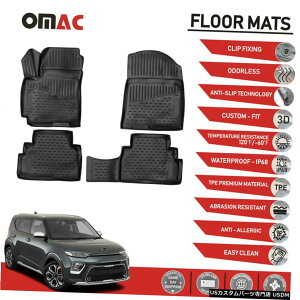 Floor Mat �t���A�}�b�g���C�i�[3D���[���h�u���b�N4��Kia Soul 2020-2021�̏ꍇ Floor Mats Liner 3D Molded Black 4 Pcs. For Kia Soul 2020-2021 �y���s�A���i�z