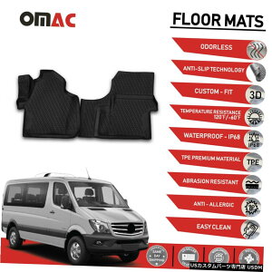Floor Mat �t���A�}�b�g���C�i�[3D���[���h�u���b�N�t�B�b�g�����Z�f�X/�_�b�W�X�v�����^�[2007-2018 Floor Mats Liner 3D Molded Black Fits Mercedes / Dodge Sprinter 2007-2018 �y���s�A���i�z