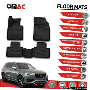 Floor Mat tA}bgCi[3D[hubNZbg̓{{XC902016-2020ɓK Floor Mats Liner 3D Molded Black Set Fits Volvo XC90 2016-2020