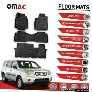 Floor Mat z_pCbg2009-2015ptA}bgCi[3D[hubNtBbg Floor Mats Liner 3D Molded Black Fits for Honda Pilot 2009-2015