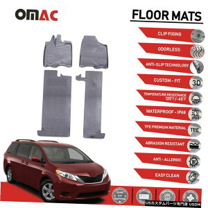 Floor Mat �g���^�V�G�i2011-2020�p�t���A�}�b�g���C�i�[3D���[���h�O���[�Z�b�g Floor Mats Liner 3D Molded Grey Set for Toyota Sienna 2011-2020 �y���s�A���i�z