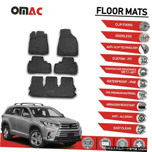 Floor Mat tA}bgCi[3D[hubNtBbg7V[g3g^nC_[2014-2019 Floor Mats Liner 3D Molded Black Fits 7 Seat 3-Row Toyota Highlander 2014-2019